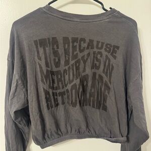 Aerie Gray Graphic Long Sleeve Top